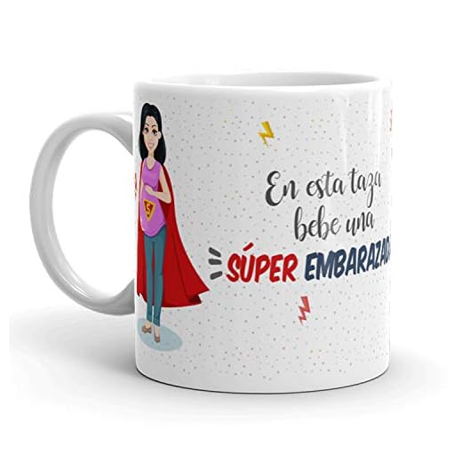Kembilove Taza la mejor Embarazada del mundo – Mensaje En esta Taza Bebe una Super Embarazada – Regalo Mujer original – Regalos originales para Embarazadas – Regalos Personalizados Originales