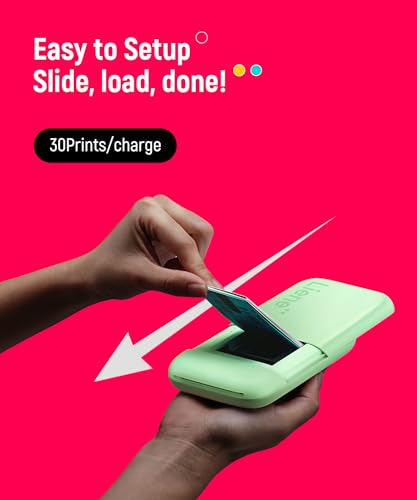 Liene Photo Printer, 2x3” Mini Portable Instant Photo Printer Bundle w/ 50 Zink Adhesive Paper, Bluetooth 5.0, Compatible w/iOS & Android, Small Color Mono Picture Printer for iPhone, Smartphone Green