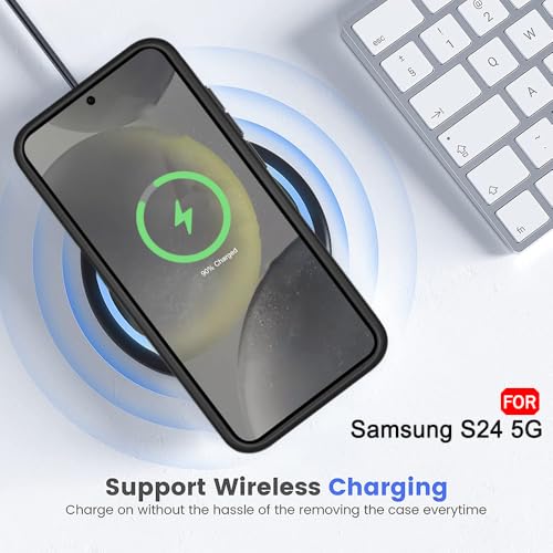 Image of TheGiftKart Hybrid Matte Frosted Back Cover Case for Samsung Galaxy S24 5G | Built-in Stand | Shockproof Hard Case Cover for Samsung Galaxy S24 5G (PC & TPU, Translucent Black)