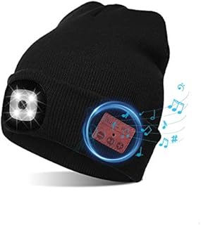 Bluetooth Music Hat LED Beanie Cap, Lighting & Flashing Modes, Built-in Stereo Speaker