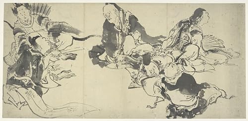 Peinture Katsushika Hokusai les six maîtres poètes affiche toile décoration murale 60x90