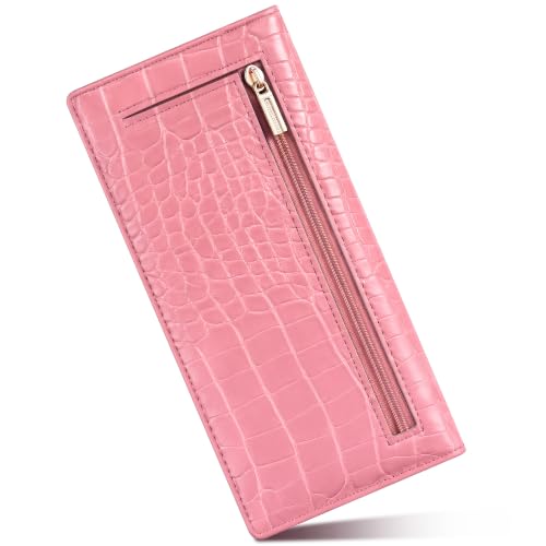 Image of Tipmile Slim Wallet for Women, RFID Blocking Credit Card Holder | 1 Zipper Pocket, 1 ID Window, 3 Cash Compartments, 11 Card Slots