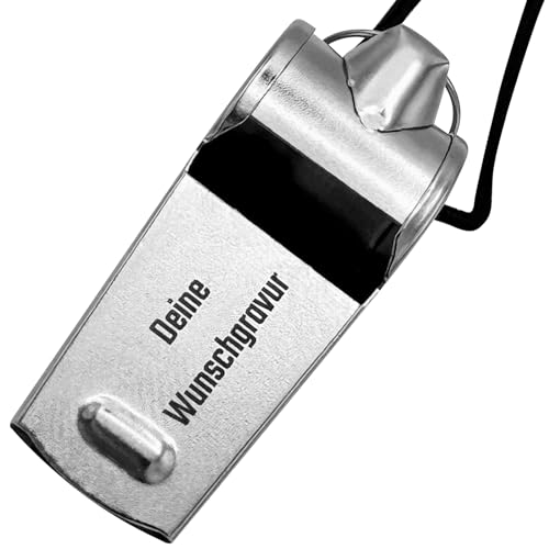 EMACES® Trillerpfeife aus Edelstahl mit Wunschgravur - perfekt als personalisiertes Geschenk für Männer und Frauen - Ideal für Sport, Training, Schiedsrichter, Lehrer und mehr