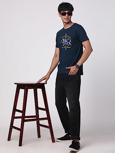 Image of ADRO 100% Cotton Lycra Tshirts for Men Combo Pack of 3 | Regular Fit | Printed T Shirt | Round Neck Half Sleeve| Mens Tshirts