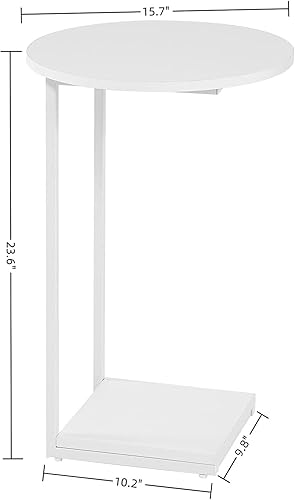 Miniatura 3 de DCLRN Juego de 2 mesas auxiliares en forma de C para mesa redonda, mesa auxiliar redonda adecuada para sala de estar y dormitorio (blanco)