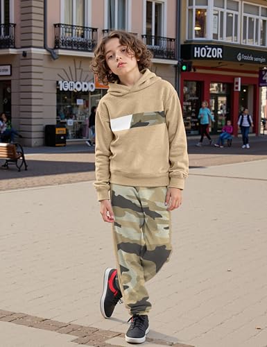 Image of Boys Clothes Boy Outfits 2-Piece Long Sleeve Hoodie and Camouflage Pants Boys Fall Winter Clothes for 6-16 Years