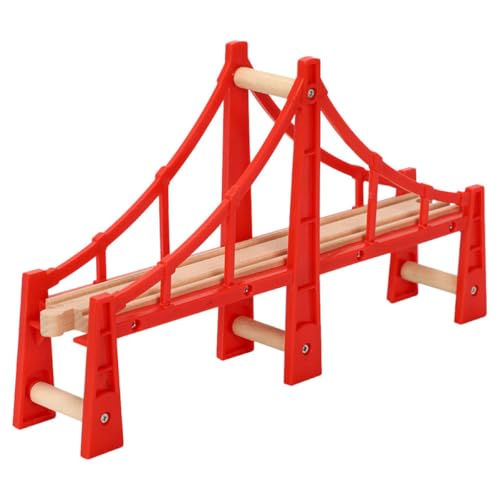 Beavorty Puente de Tren de Juguete Rojo, Accesorio DIY para Vías de Tren, Modelo de Puente Colgante Reutilizable, Compatible Escenas de Trenes, Material Seguro y Fácil de Montar