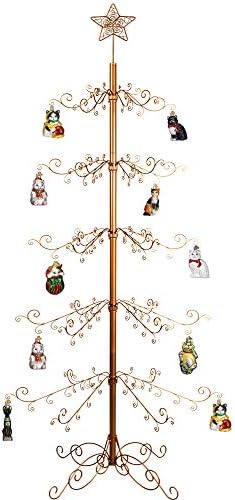 HOHIYA Ornament Display Tree Stand Metal Christmas Wrought Iron Wire Hanging Hook Hanger Glass Ball 84 Inch Gold