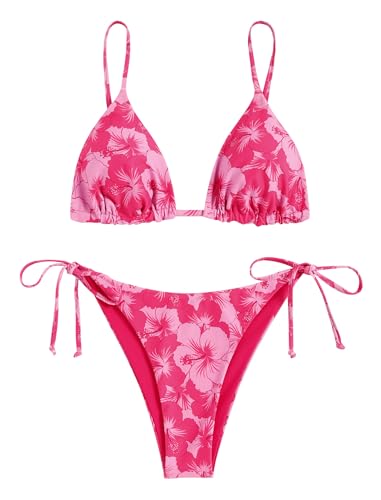 Image of ZAFUL Women's Triangle Bikini Floral String Bikini Set Two Piece Swimsuit Bathing Suits