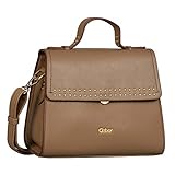 Die modern geschnittene, kleine Flap bag bringt in glatter Materialkombi einen Lichtblick in jede Garderobe und die kleinen abgerundeten Nieten am unteren Rand des Überschlages verleihen ihr eine rockige Note.