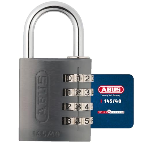 ABUS Zahlenschloss 145/40 Titanium - Kofferschloss, Spindschloss u. v. m. - Aluminium-Vorhängeschloss - individuell einstellbarer Zahlencode - ABUS-Sicherheitslevel 4