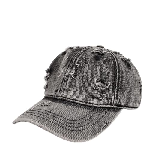 Sombrero de camionero ajustable béisbol sol cadera hombre sombrero desgastado gorra rasgada gorra hop denim gorras de béisbol para mujer, Negro , talla única