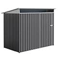 JY QAQA 6x4 FT Metal Outdoor Garden Storage Shed,Waterproof Metal Garden Sheds with Window and Lockable Double Door,Weather Resistant Steel Tool Storage House Shed for,Garden,Patio,Lawn, Dark Grey