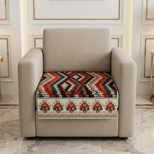 Image of KINGLY Sofa Cover for 1 Seater | Quilted Velvet Seat Cover | Anti-Slip Sofa Mat with Back Elastic | Thick Fabric Sofa Protector | Washable Couch Cover | Multicolor