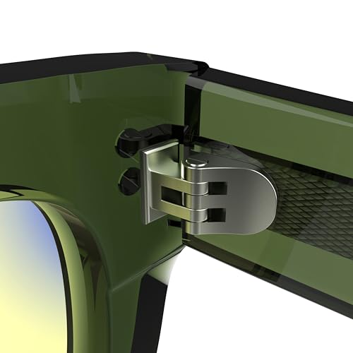 Image of Orion Day Active Yellow Tint Tactical Glasses | Blue Light Filter Eyewear for Outdoor & Daytime Driving | Rectangle Frame for Adventure, Trekking & Bike Riding (Rifle Green)