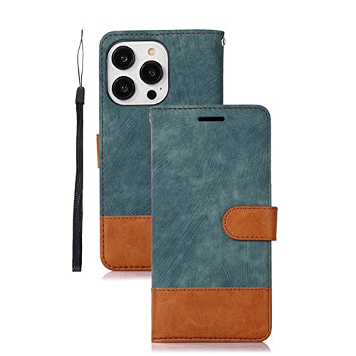 CQSJX Étui Portefeuille pour iPhone 14/14 Pro/14 Plus/14 Pro Max, Rabat De Protection avec Porte-Cartes Bloquant RFID Folio Phone Cover,Vert,14 6.1''