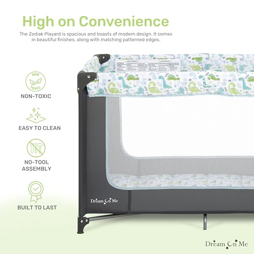 Dream On Me, Zodiak Portable Playard, Grey/Green