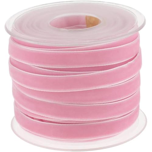 WANGCL 20 Yard 10mm Wide Velvet Ribbon Roll for Crafts Decoration - Pink