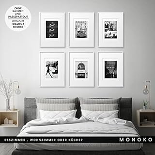 MONOKO® - Lot de 6 posters de salon - Qualité supérieure - Pour chambre à coucher - Ensemble de 6 tableaux muraux élégants - Sans cadre (Fashion, noir et blanc, 6 x A4) - 21 x 29,7 cm