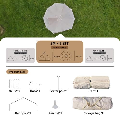 Carpa tipo Yurt para 4 estaciones, 6 personas, verde miniatura 4