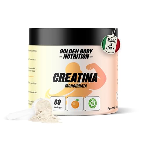 Golden Body Nutrition - Creatina Monoidrata in Polvere - Integratore per Allenamento - 100% Vegano e Senza Lattosio - 300 gr. - Solubilità ottimale - Alto dosaggio (300 g, Arancia)