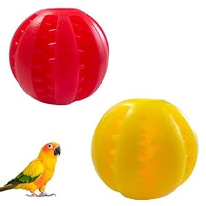 2Pcs Parrot Foraging Ball Puzzle Toy,Small Animals Slow Feeder,Bird Treat Ball Dispenser Feeder for Parakeets, Lovebirds, Conures