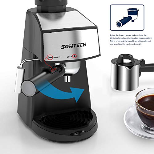 Espresso Machine 3.5 Bar 4 Cup Espresso Maker Cappuccino Machine with Steam Milk Frother - Thumbnail 5