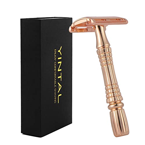 Yintal Safety Razor For Men, Double Edge Metal Reusable Razors,Wet Shaving Classic 3 Piece,Replaceable Blade Women Eco Friendly Manual Shaver