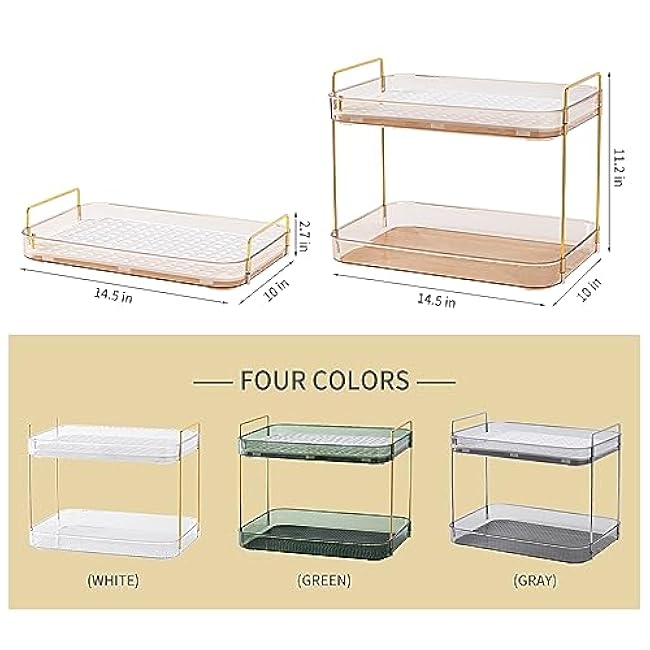 Coffee Bar Accessories, Station Organizers,Large Capacity Storage with Drain Board,Whisky Tray,Mug Tea Cup Holder Coffee Bar Organizer,Amber Gold