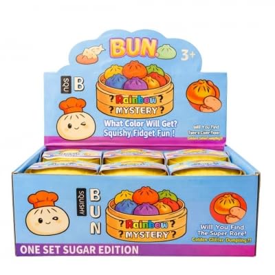 Squishy Bun Rainbow Mystery Dumpling in Steamer Basket, Fidget Toy, 8.5cm, Ages 3+ one sent at random, will you get the golden one