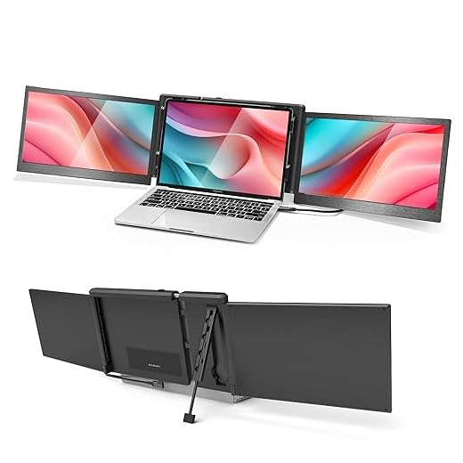 Alecewey P2 PRO Triple Portable Monitor for Laptop Screen, 13.3" FHD 1080p IPS Display, Type-C/PD/TF Support, M1/M2 MacBook, for 13.3"-16.5" Notebook Computers, Windows Phone