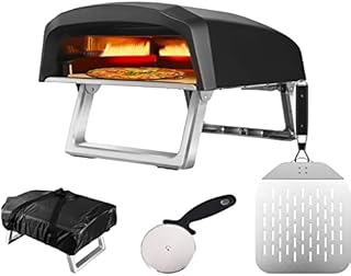 Commercial Chef Pizza Oven - Outdoor Propane Gas Pizza Oven - Portable Pizza Maker For Authentic Stone Baked Pizzas with Pizza Peel, Pizza Stone, Pizza Cutter, and Carry Cover - with L-Shaped Burner
