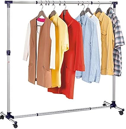 Tatkraft New York Extendable Stainless Steel Rolling 5 Ft Clothing and Garment Rack