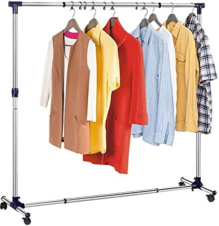 Tatkraft New York Extendable Stainless Steel Rolling 5 Ft Clothing and Garment Rack