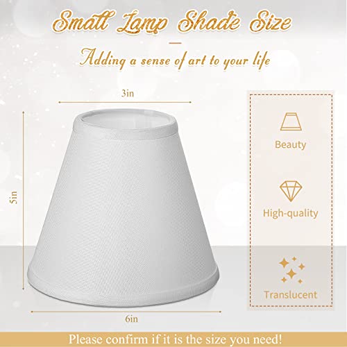 Image of Set of 10 Small Lamp Shade Chandelier Shades Burlap Clip on Lamp Shade 3 inch x 6 inch x 5 inch Rustic Barrel Fabric Lampshade Cover for Table Chandelier Wall Lamp (White)