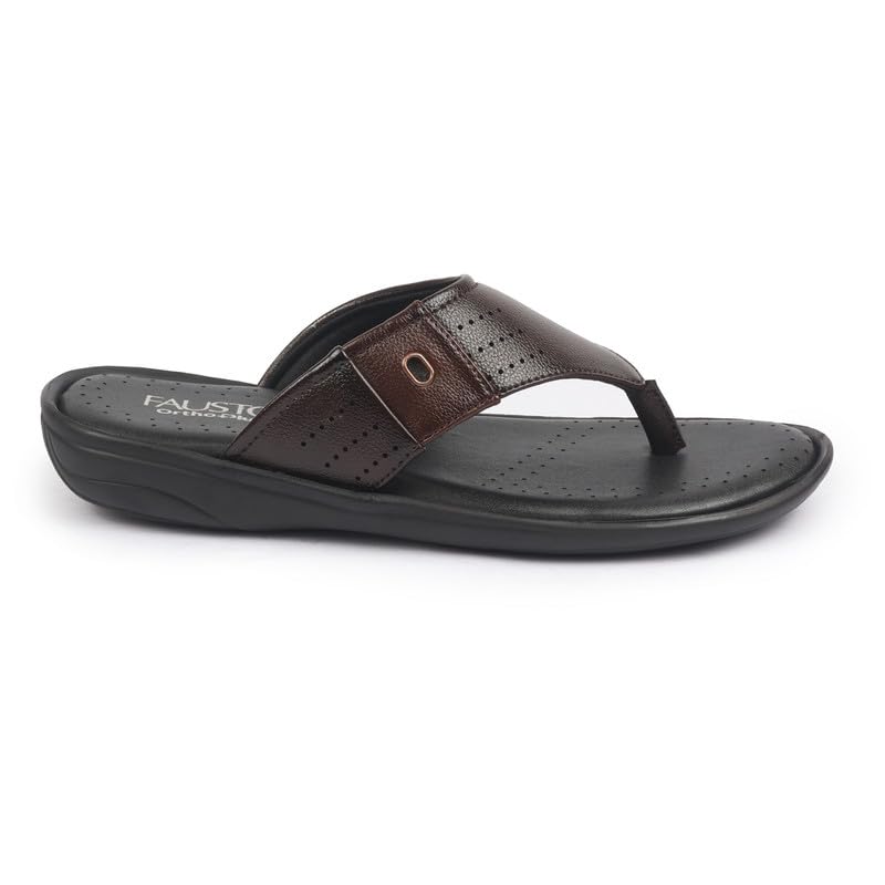 Image of FAUSTO Men's Open Toe Flip-Flop Slippers With Memory Cushion|Outdoor Slipper For Men
