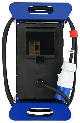 Electraline 60429 Tragbarer Stromverteiler x mit 16A Thermomagnetschalter, 4 Schutzkontaktsteckdosen, 2 CEE-Steckdosen, 16 A, 3-polig, CEE Stecker 16A, 2 m schwere Gummileitung RNF 3G2.5, IP44