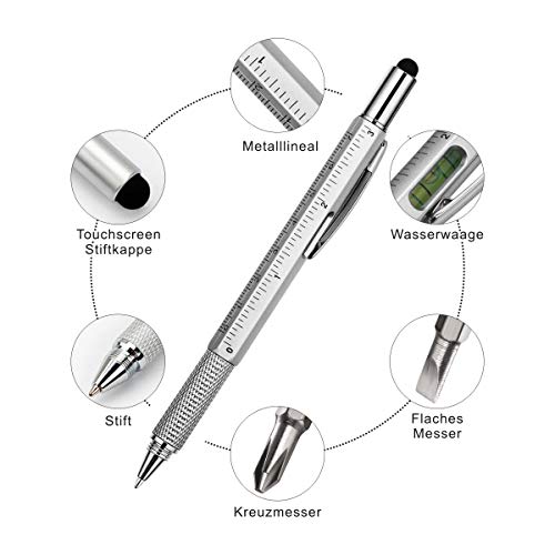 Penna a sfera multifunzione 6 in 1 con pennino