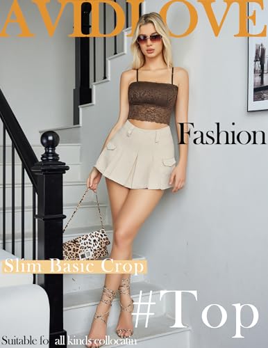 Image of Avidlove Bralettes for Women Lace Spaghetti Strap Tank Top Tube Slim Basic Camisole