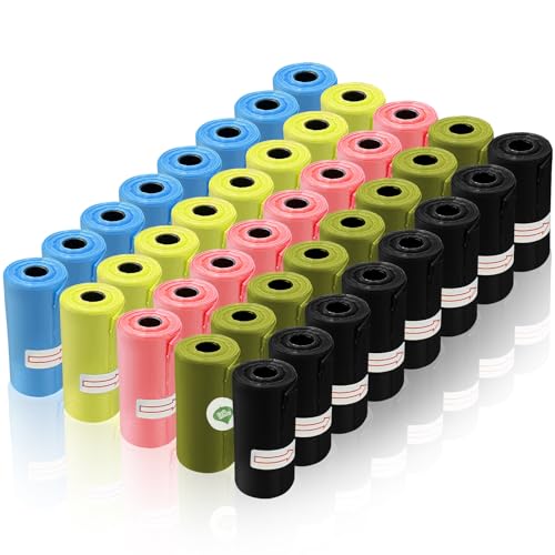 Dunkwckore Bolsas Caca Perro 40 Rollos 600 Bolsa, Biodegradables Caca Perro Bolsas, Bolsas para Excrementos de Perros, Extra Grueso, Fuerte y a Prueba de Fugas Bolsas para Caca de Perro
