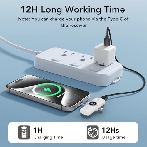 Image of HEHOTTC Mini Wireless Lavalier Microphone for iPhone, iPad, Android Phone - 2in1 Microfono Lapel Bluetooth Mic for Recording, Clip on Omni Lav Mic for Video Recording, Tiktok, YouTube, Vlog