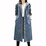 長袖 デニムコート ユッタリ ロングコート フード付き カジュアル オシャレ スプリングコートレディース デニム ジャケット ロングコート パーカー アウター ジップアップ