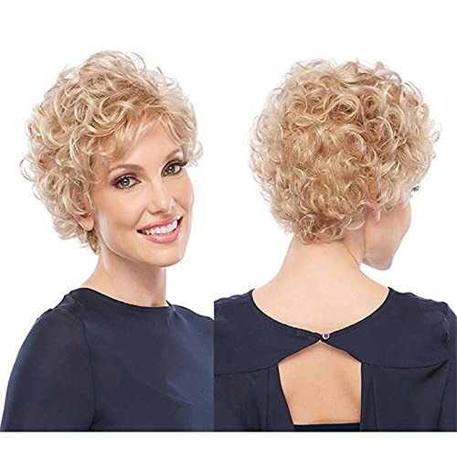 Wigs for Women Human Hair Temperament, Curly Hair, Short Hair, Golden Wig Headgear - Image 2