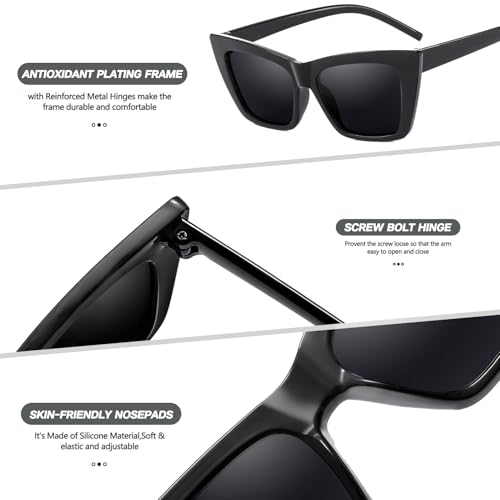 Cat Eye Sunglasses for Women, Square Retro Polarized Trendy Cateye Glasses, Cute 90s Rectangle Tinted UV Protection4
