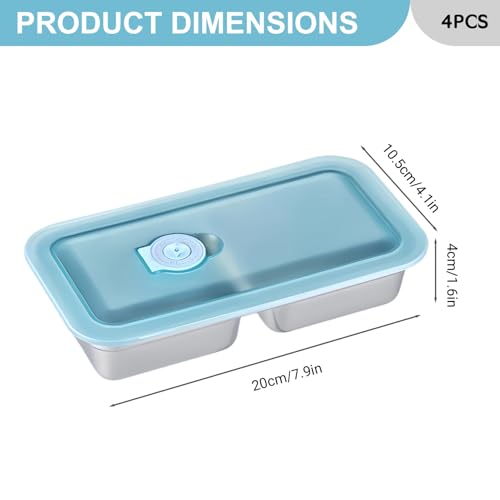 Boîtes à collations en acier inoxydable : lot de 4 récipients à 2 compartiments pour repas