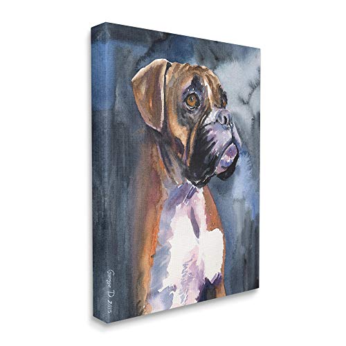 Stupell Industries Adorable Boxer Pet Dog Dark Mist Portrait, Design