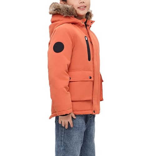 Rokka&Rolla Boys' Warm Parka Jacket Sherpa Fleece Lined Winter Snow Coat4