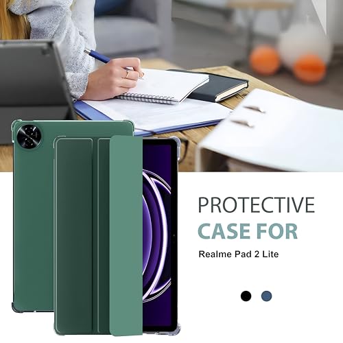 Image of ProElite Case Cover for Realme Pad 2 Lite 10.95 inch Cover, Smart Flip Case Cover for Realme Pad 2 Lite 10.95 inch Translucent Back with Stylus Pen, Dark Green