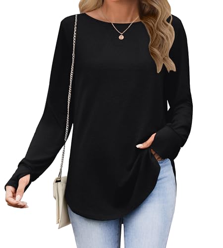Zeagoo Womens Tunic Tops to Wear with Leggings Long Sleeve Crew