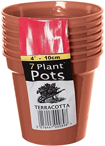 FINE GARDEN Nursery Terracotta Strong and Durable Plastic Plant Pots - Ideal for Cultivation, Cuttings or prickings - Available Various Sizes and Quantities - 10cm garden pot terracotta (Set of 7)
